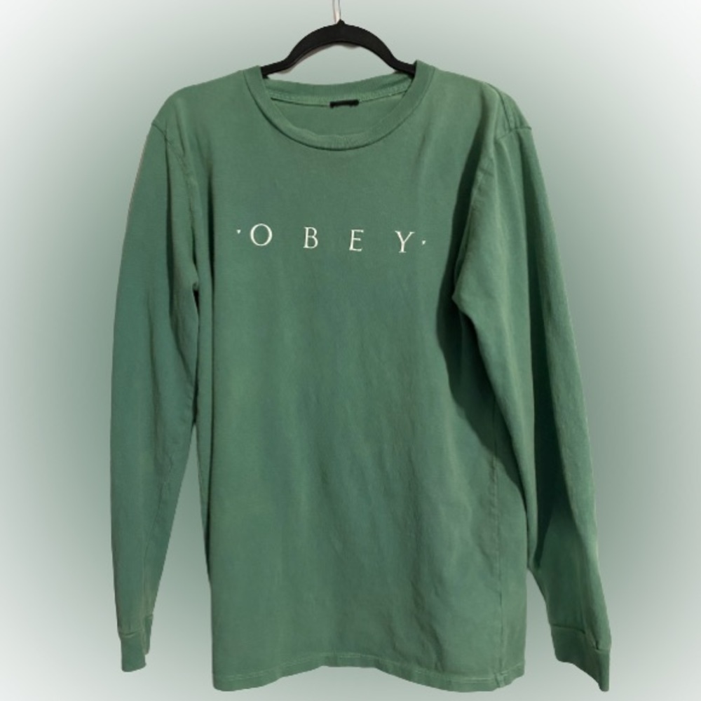 Obey Men's S Green Vintage Long Sleeve Tee